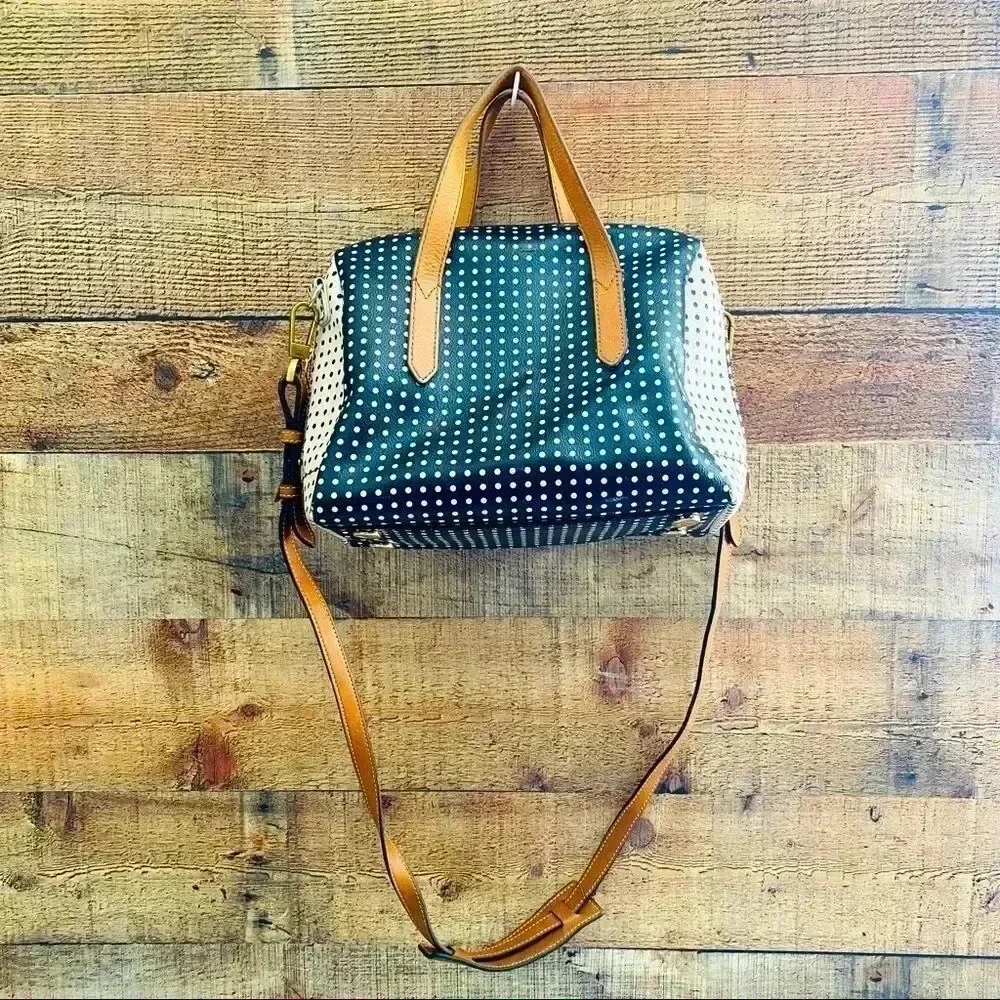 Fossil Sydney Polka Dot Satchel/Crossbody Bag
